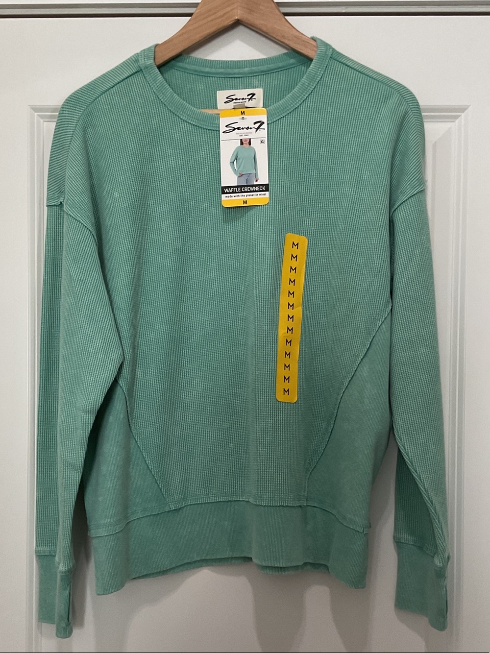 Seven7 Women's Waffle Crewneck Sweater - Mint